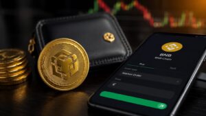 BNB activo nativo de BNB Chain junto a una wallet y una orden en euros.