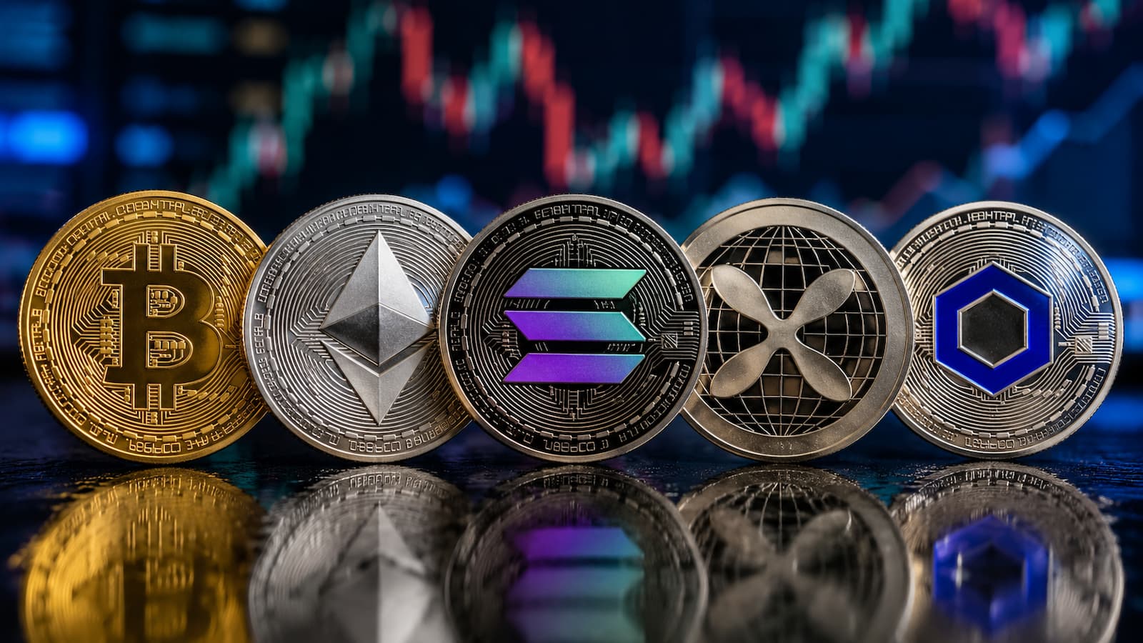 Bitcoin Ethereum Solana XRP y Chainlink comparados por utilidad liquidez y riesgo.