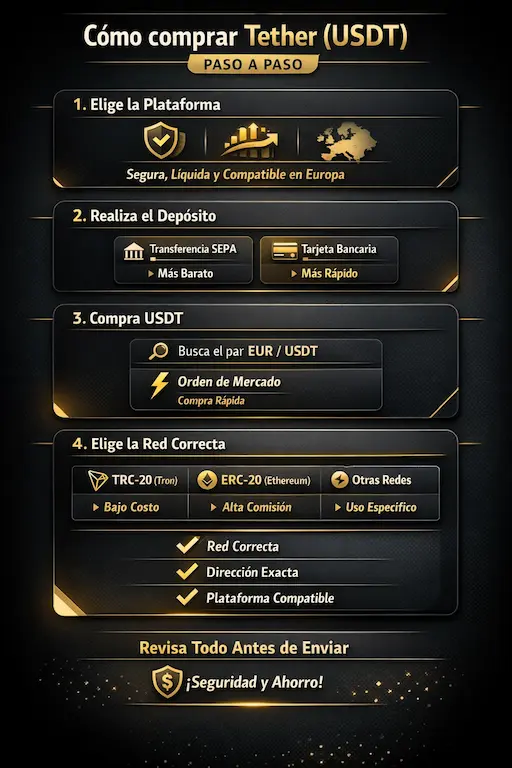 Guía para comprar Tether paso a paso