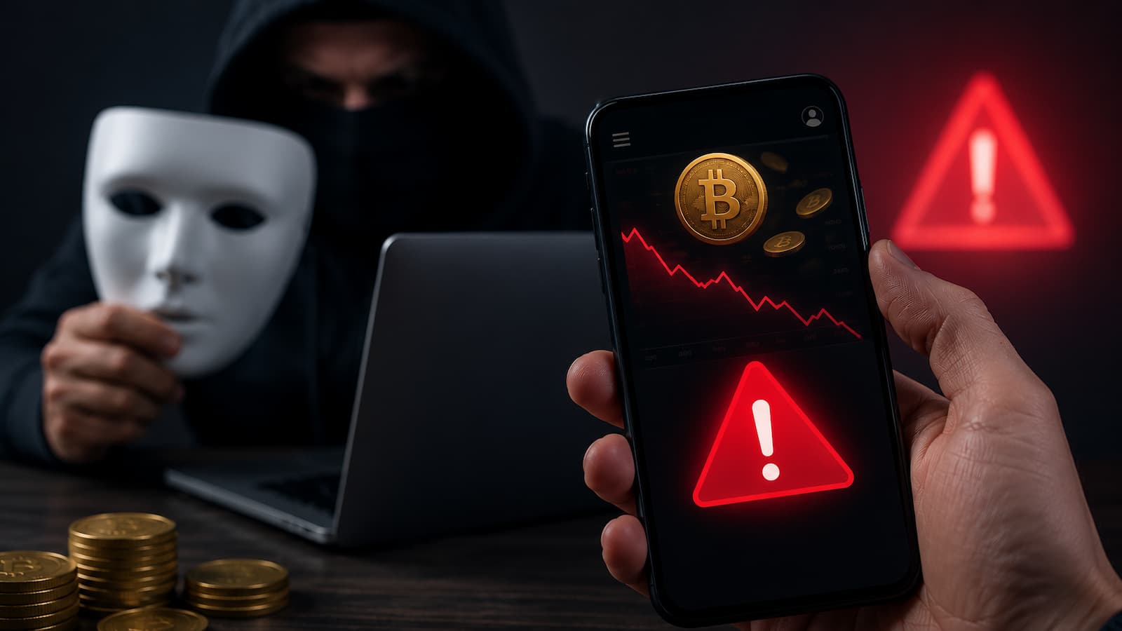 Una alerta de seguridad ante una falsa plataforma de inversión en criptomonedas.