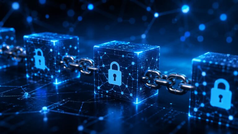Una red blockchain registra y valida datos compartidos mediante criptografía y consenso.