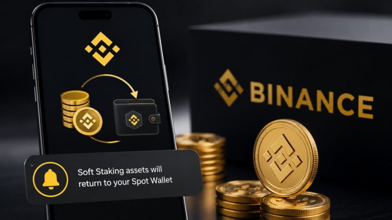 Aviso de Binance sobre la devolución de activos de Soft Staking a la wallet Spot.