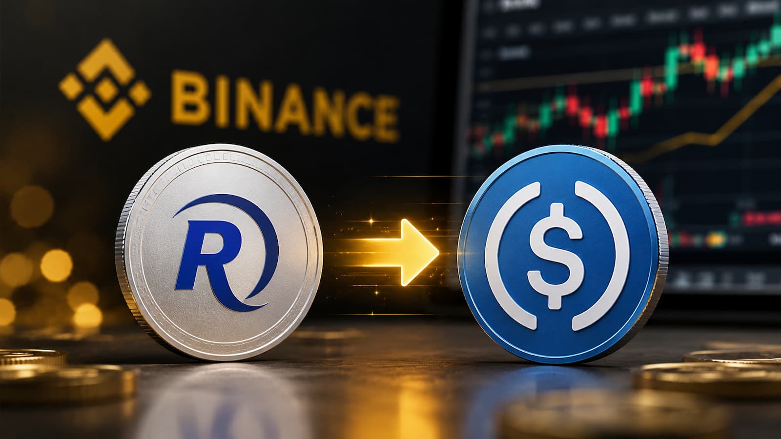 Binance convierte RWUSD en USDC para determinados usuarios desde julio de 2026.