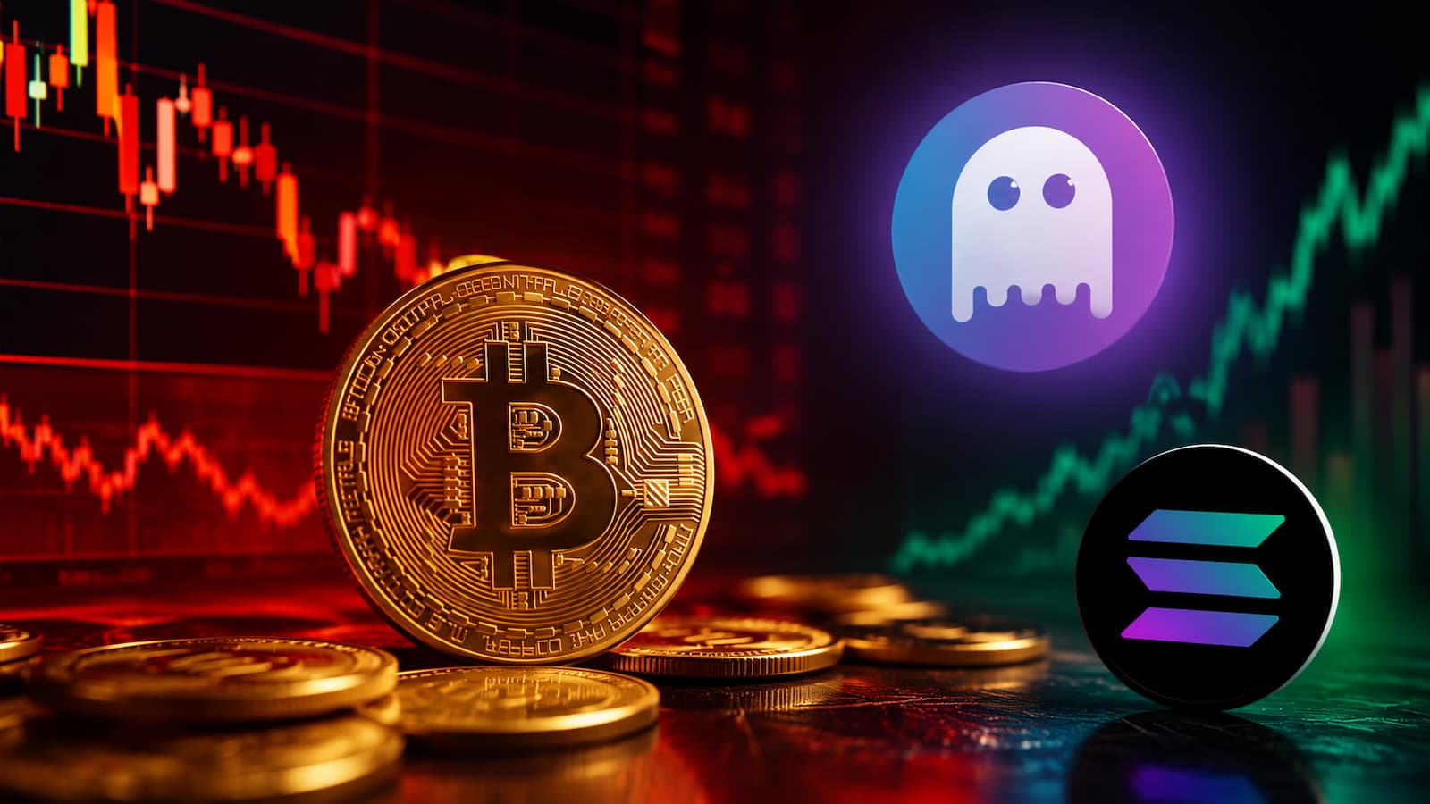 Bitcoin cayó a mínimos mientras Aave destacó y Solana trataba de rebotar.