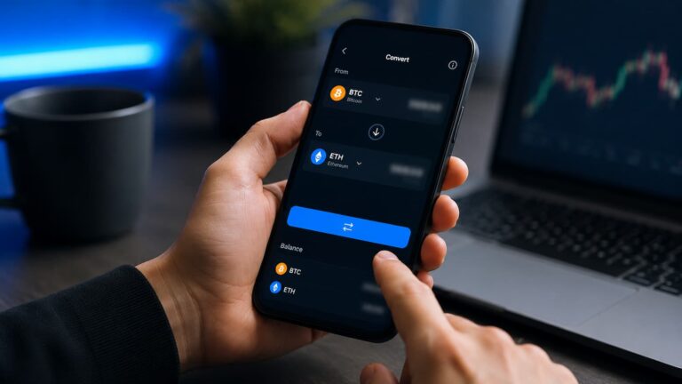 Bitvavo Convert permite intercambiar criptoactivos directamente desde la aplicación y la web.