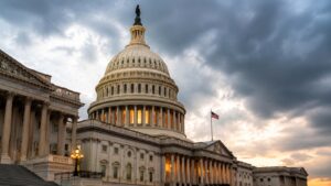 Capitolio de Estados Unidos ante el retraso de las normas de stablecoins de GENIUS.