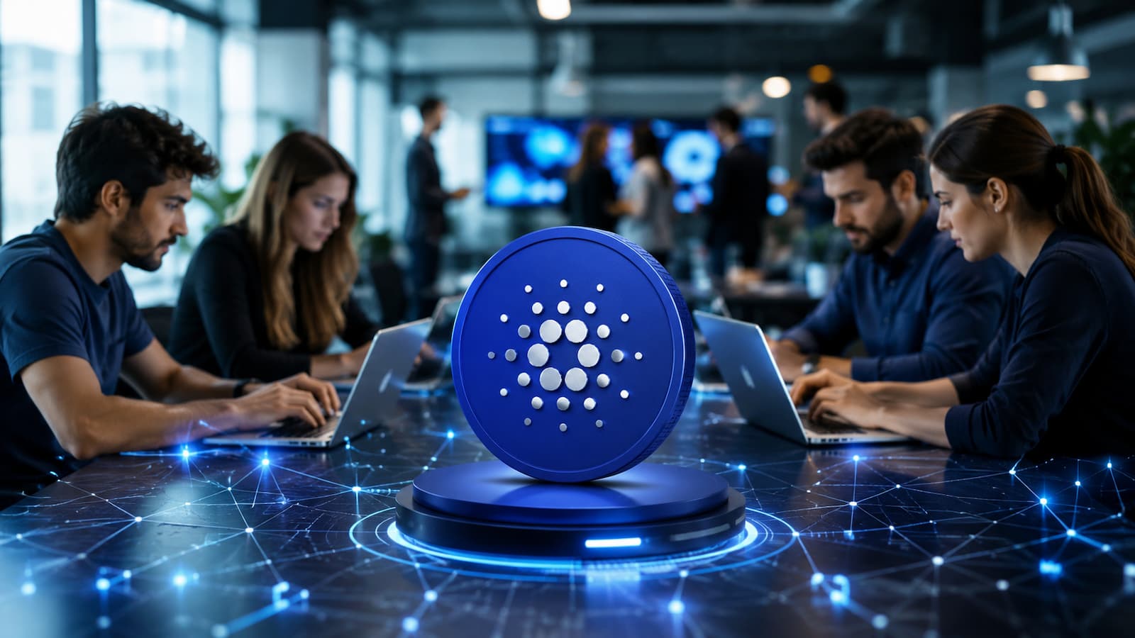 Cardano distribuye el desarrollo de su infraestructura entre equipos especializados y la comunidad.