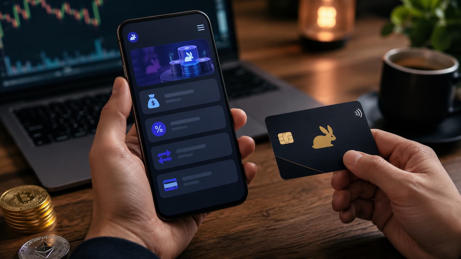 CoinRabbit integra préstamos rendimiento intercambio y pagos con criptomonedas.