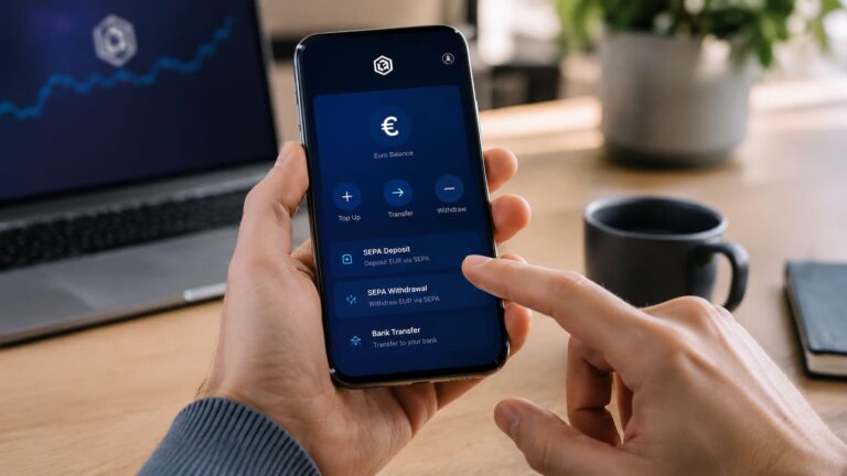 La cuenta en euros de Crypto.com permite ingresar por SEPA y retirar al banco.