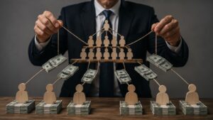 Un esquema Ponzi usa nuevas aportaciones para aparentar rentabilidad y sostener pagos anteriores.