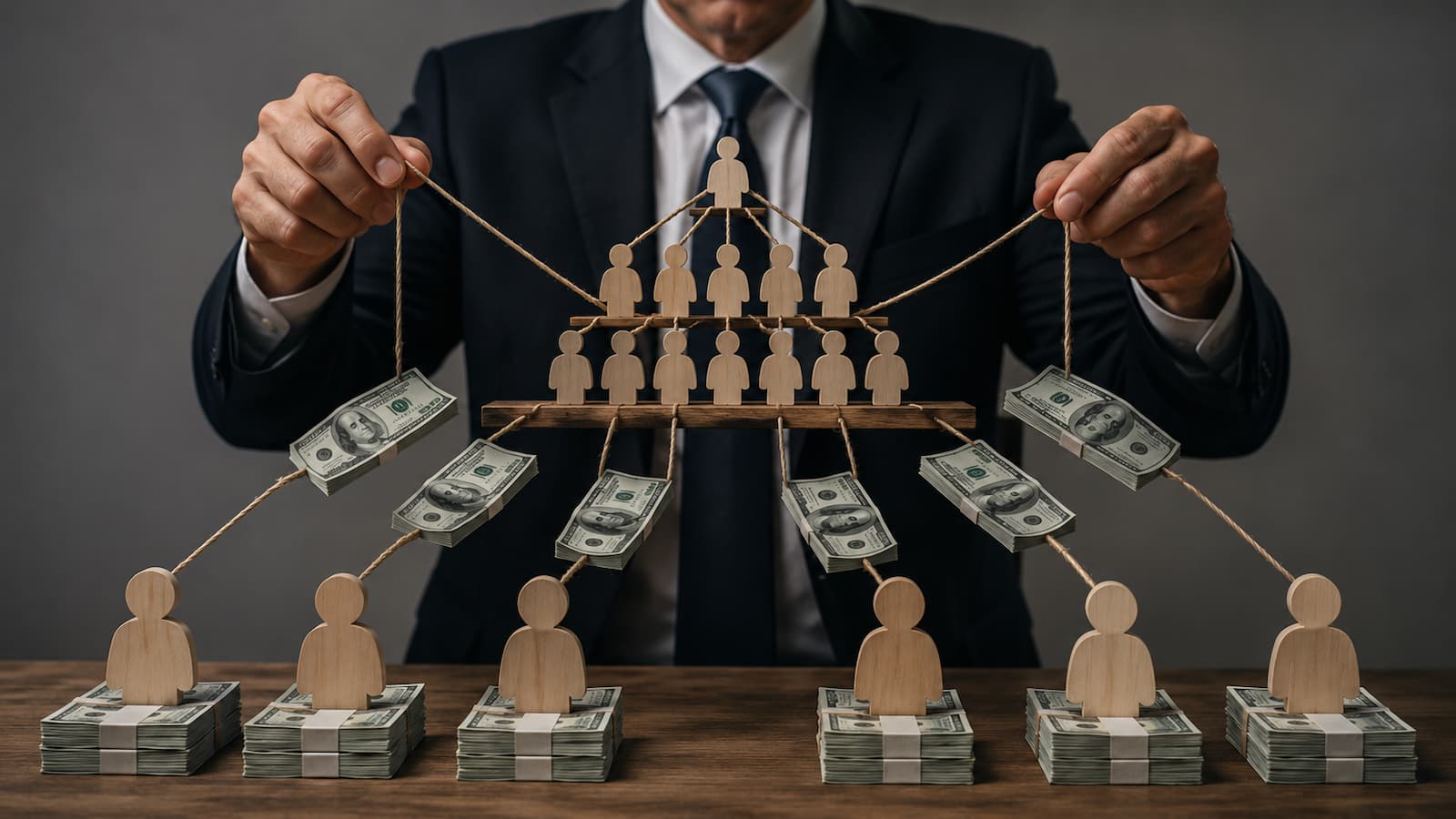 Un esquema Ponzi usa nuevas aportaciones para aparentar rentabilidad y sostener pagos anteriores.