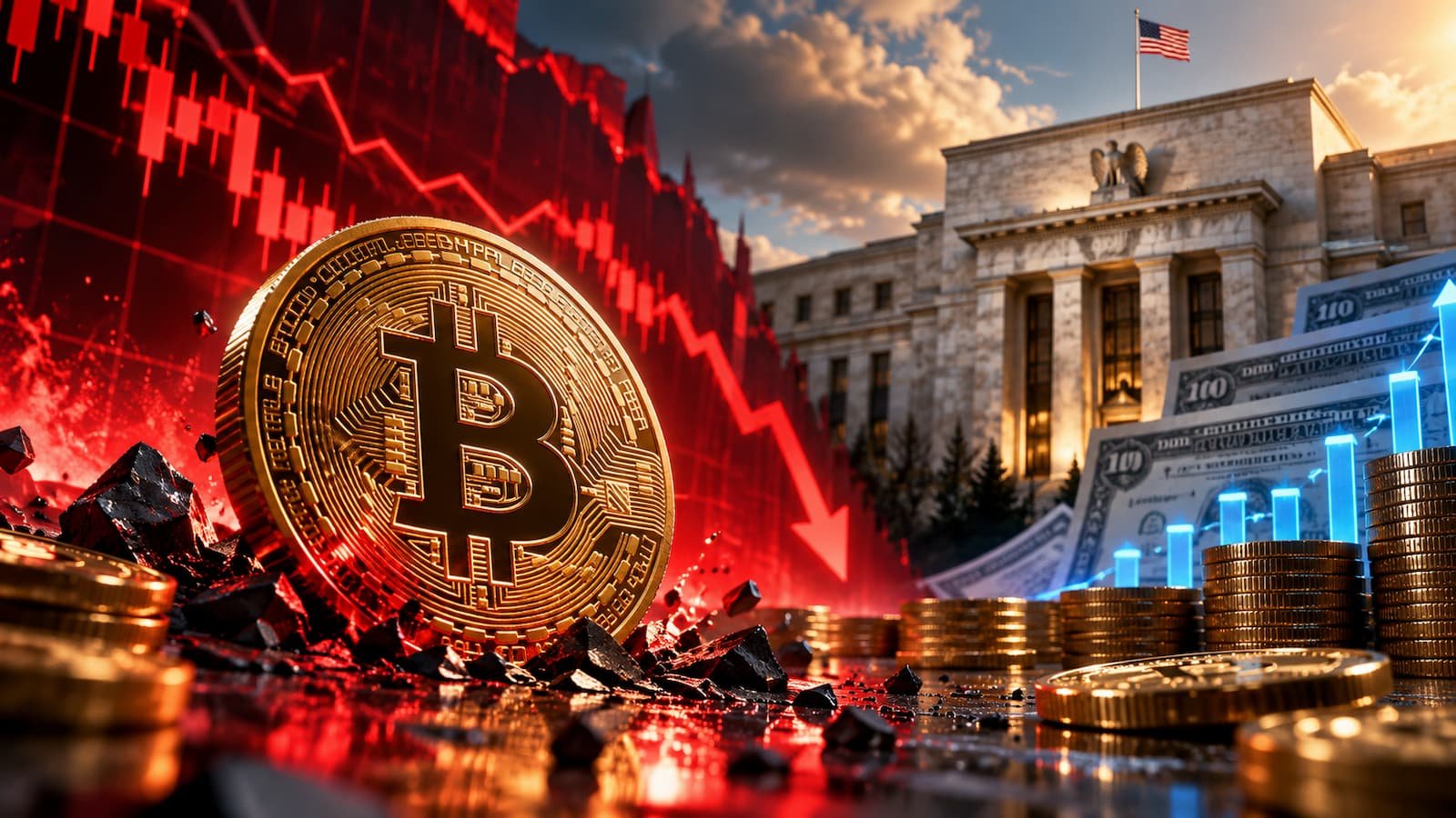 Bitcoin cae hacia los 83.000 dólares mientras suben los rendimientos de los bonos.